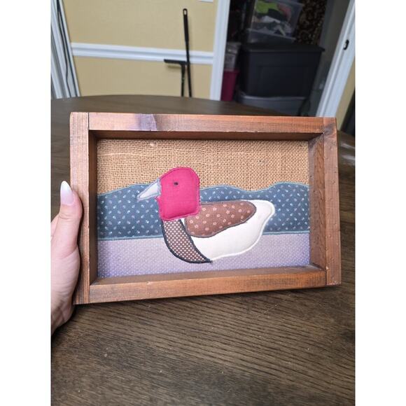 VINTAGE Handmade Quilted Hanging Wall Decor Art 8 X 12 Duck Goose Quilt Pic - Picture 2 of 16